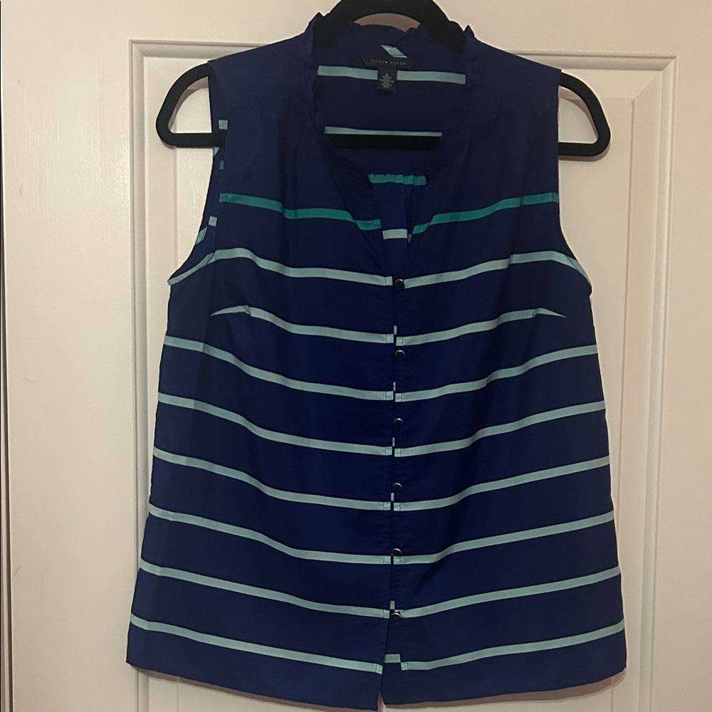 Tommy Hilfiger Navy Blue Striped Sleeveless Top